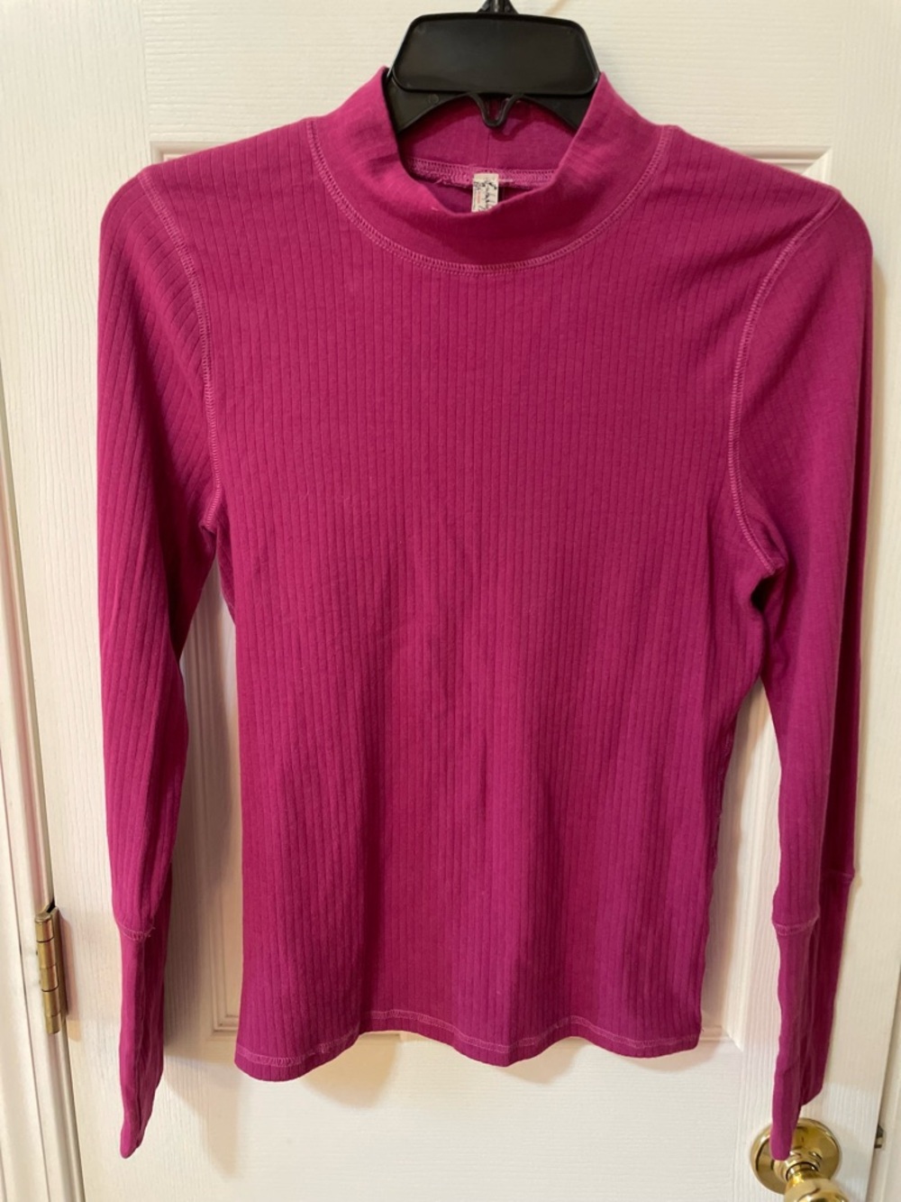 Free People Intimately Fuchsia Pink Ribbed Mock Neck Top XS